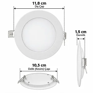 Cata CT-5145 6W Günışığı Slim Led Panel Spot Beyaz Armatür - 4