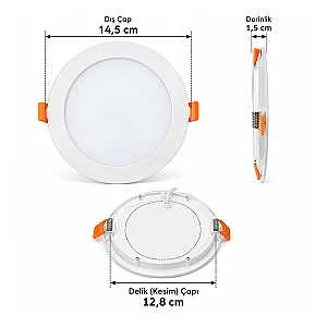 Cata CT-5146 9W Beyaz Işık Led Panel Spot Beyaz Armatür - 4