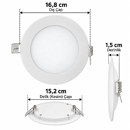 Cata CT-5147 12W Beyaz Işık Led Panel Spot Beyaz Armatür - 4