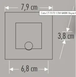 Cata CT-5183 1.5W Radar Sensörlü Koridor Kare Beyaz - Cata (1)