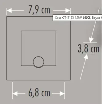 Cata CT-5183 1.5W Radar Sensörlü Koridor Kare Beyaz - 2