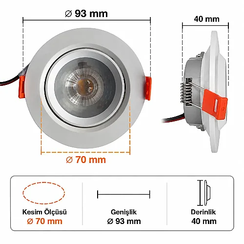 Cata CT-5204 Akik 7W Beyaz Işık Hareketli SMD Led Spot Armatür - 4