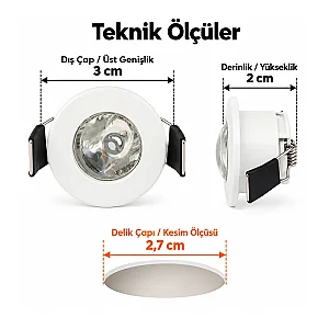 Cata CT-5270 1,5W Beyaz Işık Yıldız Satin Led Spot Armatür - 4