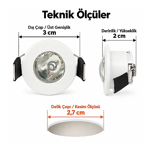 Cata CT-5270 1,5W Beyaz Işık Yıldız Satin Led Spot Armatür - 4
