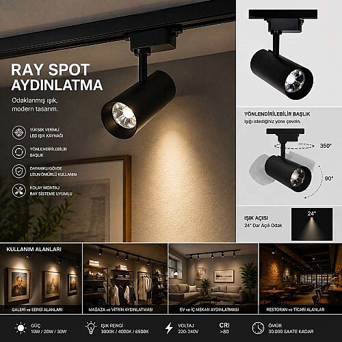 Cata CT-5338 25w Hermes Ray Spot Armatür 3000K Gün Işığı - 3