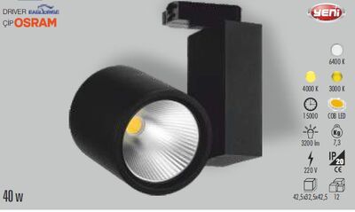 Cata CT-5344 40w İnter Led Ray Spot Armatür 3000K Günışığı - 2