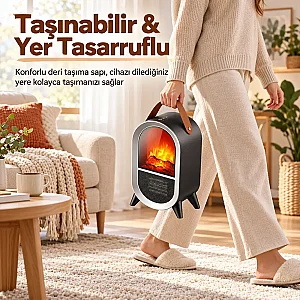 Cata CT-6055 Uludağ 750-1500W Taşınabilir Elektrikli Şömine - 4