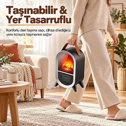 Cata CT-6055 Uludağ 750-1500W Taşınabilir Elektrikli Şömine - 4