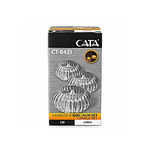 Cata CT-8431 1W Amber Kapadokya Işıklı 3'lü Mum Seti - 4