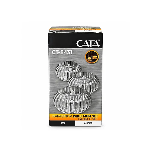 Cata CT-8431 1W Amber Kapadokya Işıklı 3'lü Mum Seti - 4
