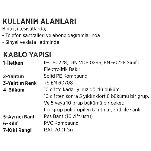 Erse 4x2x0,50 mm² PDV Telefon Kablosu - 4