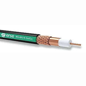 Erse Coaxial RG 6/U-6 Cu/Cu Siyah Yeşil Anten Kablosu - 1