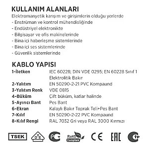 Erse J-Y(St)Y...Lg 1x2x1,5+0,8 mm² Haberleşme Kablosu - 3