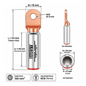 Gwest 7069 150-10 Bimetal (AL-CU) Kablo Pabucu - 3
