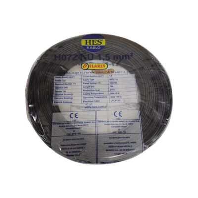 Hes Nya Kablo 1,5 Mm Siyah (H07z1-U) Halojen Free - 1