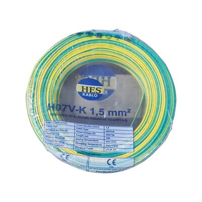 Hes Nyaf Kablo 1,5 mm² Sarıyeşil ( H07v-K ) - 1