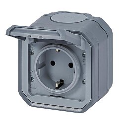 Legrand 069730L Plexo New Sıva Üstü Priz, Gri IP55 IK07 (Kapaklı, Schuko) - LEGRAND (1)