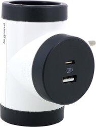 Legrand 694522, Adaptör 2P+T, 2 Priz/Güç Soketi Yan Döner, USB Tipi A ve C Bağlantı - LEGRAND