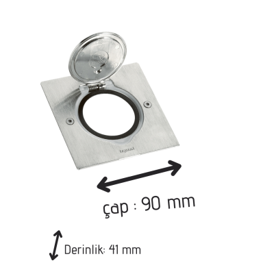 Legrand K08 IP44 Tekli Paslanmaz Çelik Kare Döşeme Prizi (Boş Kasa) - 2