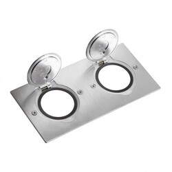 Legrand Paslanmaz Çelik IP44 Ik08 Korumalı Donatılabilir İkili Dikdörtgen Döşeme Prizi 089702 (Boş Kasa) - Legrand