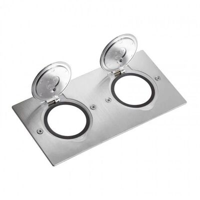 Legrand Paslanmaz Çelik IP44 Ik08 Korumalı Donatılabilir İkili Dikdörtgen Döşeme Prizi 089702 (Boş Kasa) - 1