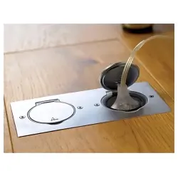 Legrand Paslanmaz Çelik IP44 Ik08 Korumalı Donatılabilir İkili Dikdörtgen Döşeme Prizi 089702 (Boş Kasa) - 4