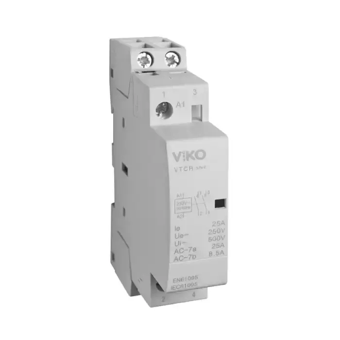 Viko - VTCR-25/11 Modüler 25A 1NO1NC 230V AC Kontaktör(Ray Tipi) - Viko