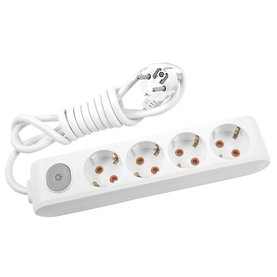 Viko Multi-Let Dörtlü Grup Priz Anahtarlı Topraklı 2 Metre Beyaz (Çocuk Korumalı) 90117402 - Viko