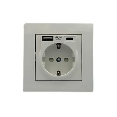 Mutlusan Rita USB + Type C Topraklı Priz Beyaz - 1