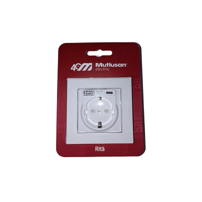 Mutlusan Rita USB + Type C Topraklı Priz Beyaz - 3