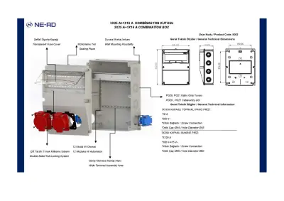 Nead 5002 Kombinasyon Kutusu 3x25 A 2 Adet Ön + 1x16 A 2 Adet Yan - 5