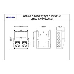 Nead 5003 Kombinasyon Kutusu 3x25 A 2 Adet Ön + 1x16 A 4 Adet Yan (Boş Kasa) - 3