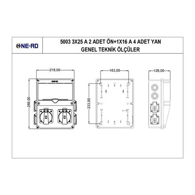 Nead 5003 Kombinasyon Kutusu 3x25 A 2 Adet Ön + 1x16 A 4 Adet Yan (Boş Kasa) - 3
