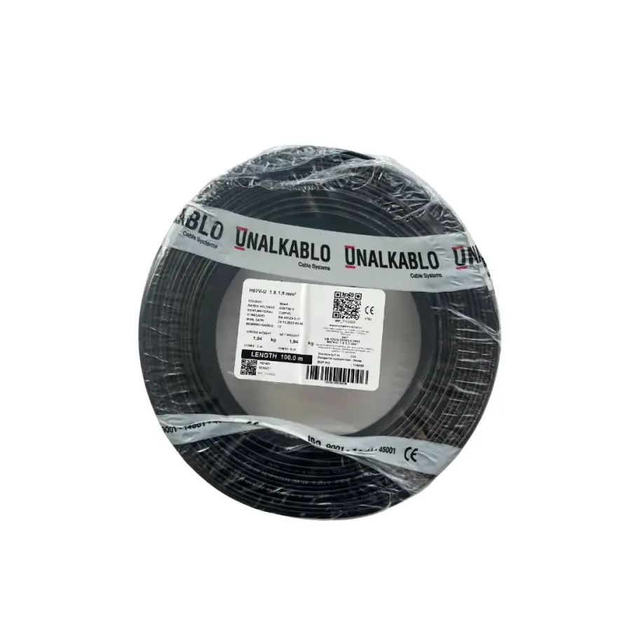 Ünal Nya Kablo 1,5 mm² Siyah ( H07V-U ) - Ünal