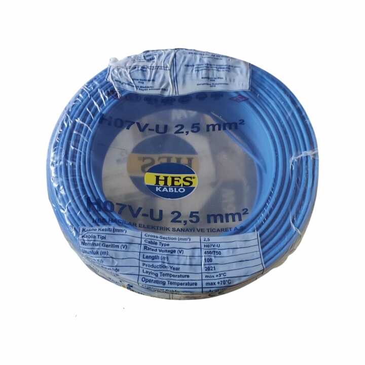 Hes Nya Kablo 2,5 mm² Mavi ( H07v-U ) - HES Kablo