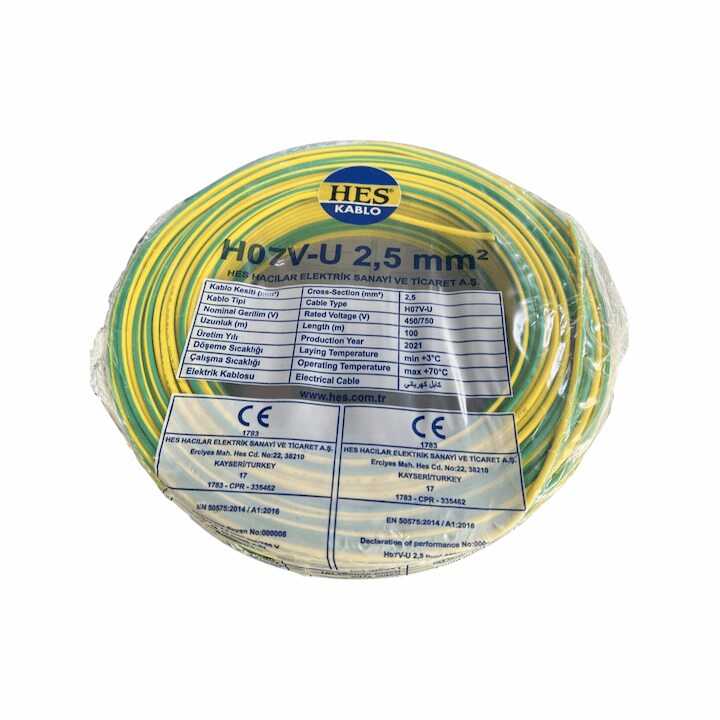 Hes Nya  Kablo 2,5 mm² Sarıyeşil ( H07v-U ) - HES Kablo