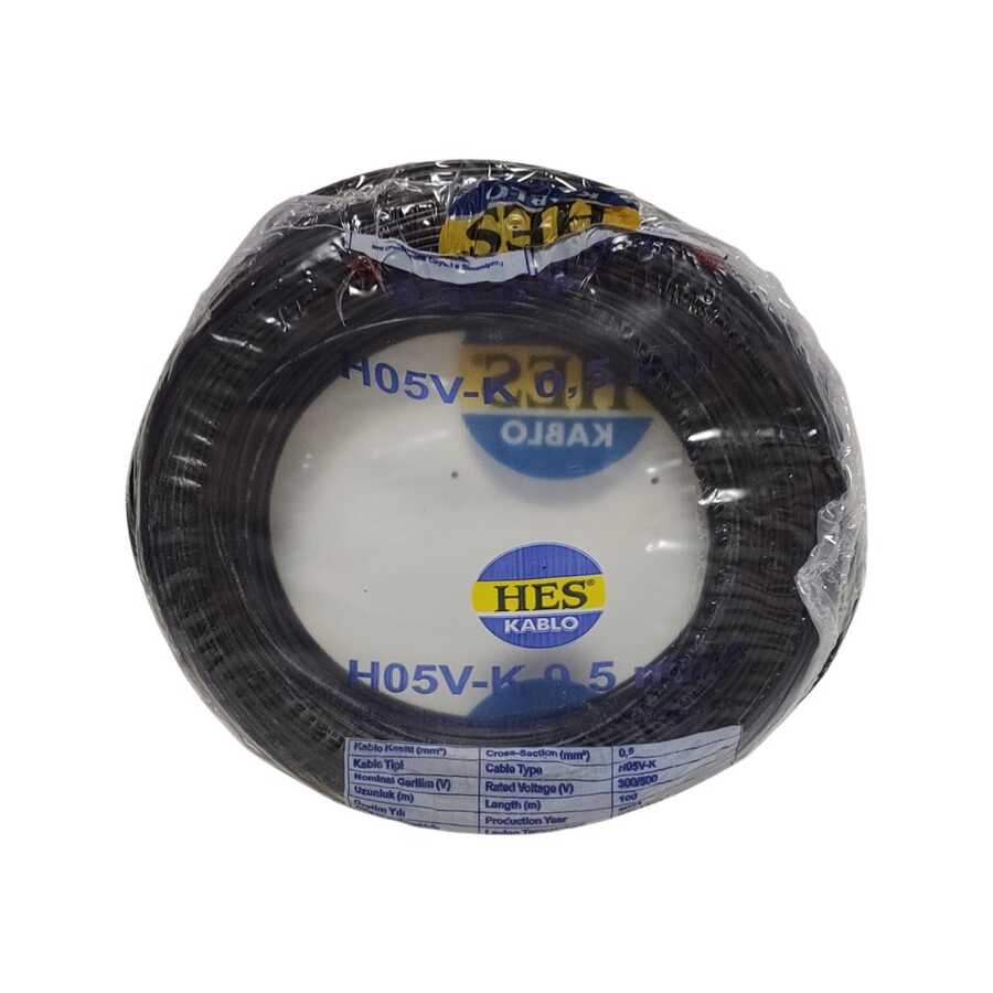 Hes Nyaf  Kablo 0,50 mm² Siyah ( H05v-K ) - HES Kablo