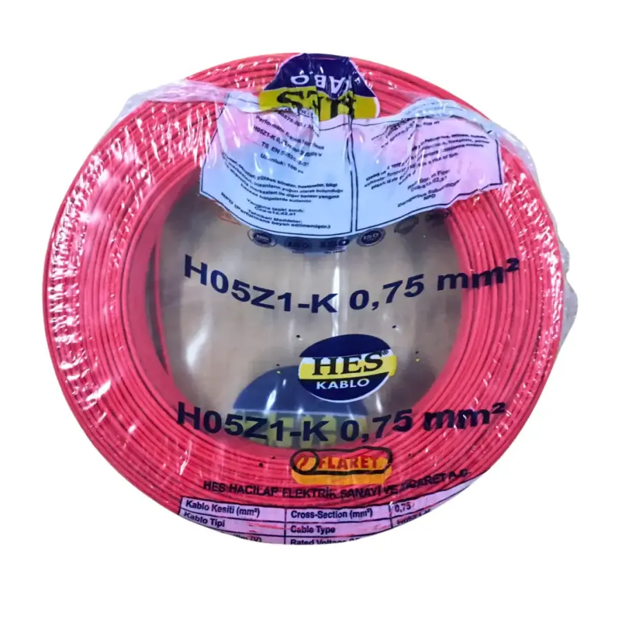Hes Nyaf Kablo 0,75 Mm Kırmızı (H05z1-K) Halojen Free - HES Kablo