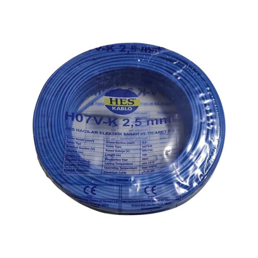 Hes Nyaf Kablo 2,5 mm² Mavi ( H07v-K ) - HES Kablo