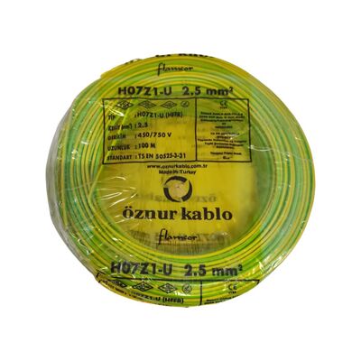 Öznur NYA Kablo 2,5 mm² Sarıyeşil ( H07Z1-U ) Halojen Free - 1