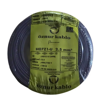 Öznur NYA Kablo 2,5 mm² Siyah ( H07Z1-U ) Halojen Free - Öznur