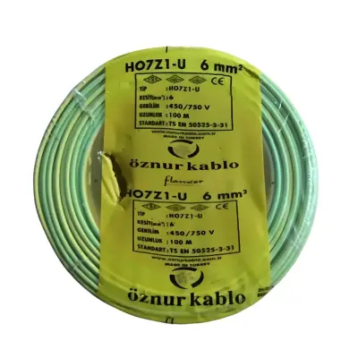 Öznur Nya Kablo 6 Mm² Sarıyeşil ( H07z1-U ) Halojen Free - 1