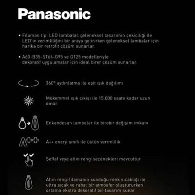 Panasonic 7W E27 2000K Amber Rustik Led Fil Lamba - 3