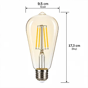 Panasonic 7W E27 G95 2000K Amber Rustik Led Fil Lamba - 3