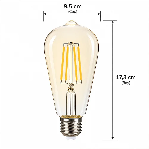 Panasonic 7W E27 G95 2000K Amber Rustik Led Fil Lamba - 3