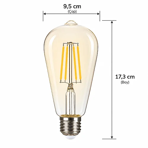 Panasonic 7W E27 G95 2000K Amber Rustik Led Fil Lamba - 5