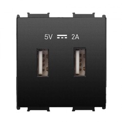 Panasonic Thea Modüler Siyah 2M USB Priz Mekanizma + Düğme/Kapak - Thea/Panasonic