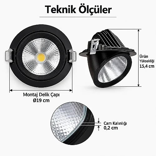 Pelsan Nira 30W Günışığı COB Led Spot Armatür - 3