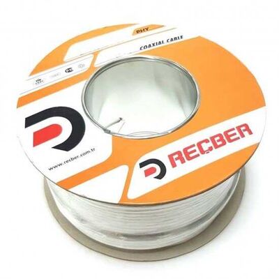 Reçber RG6 U6 PHY-PVC Cu/Cu Anten Kablosu Eca Beyaz 600lük - 1