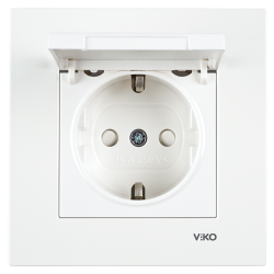 Viko Karre/Meridian Beyaz Kapaklı Topraklı Priz Mekanizma (Çerçeve Hariç)(Çocuk Korumalı) 90967012 - Viko